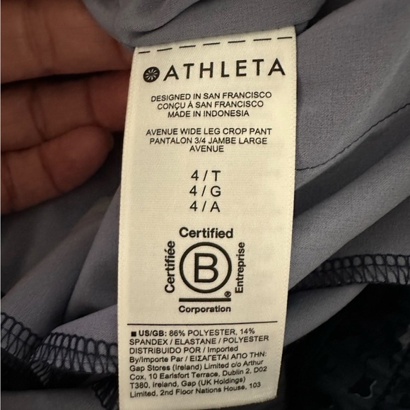 Athleta Wide Leg Crop Pants Women's 4 Tall Blue Lightweight‎ Pockets - Picture 8 of 9